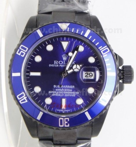 Copy Rolex Submariner Black Steel Watch Black Dial Black Bezel